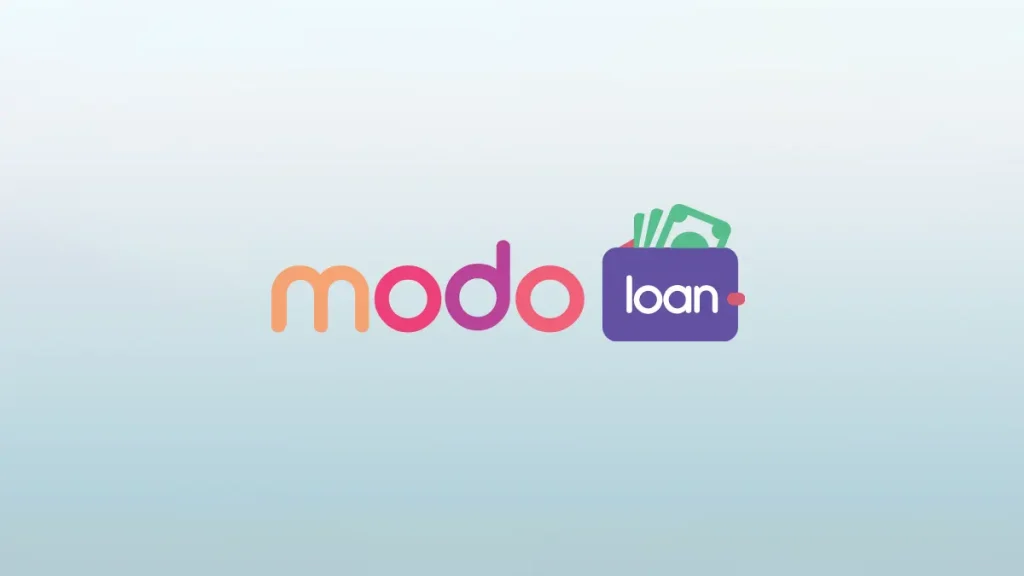modo loan logo on a light blue background