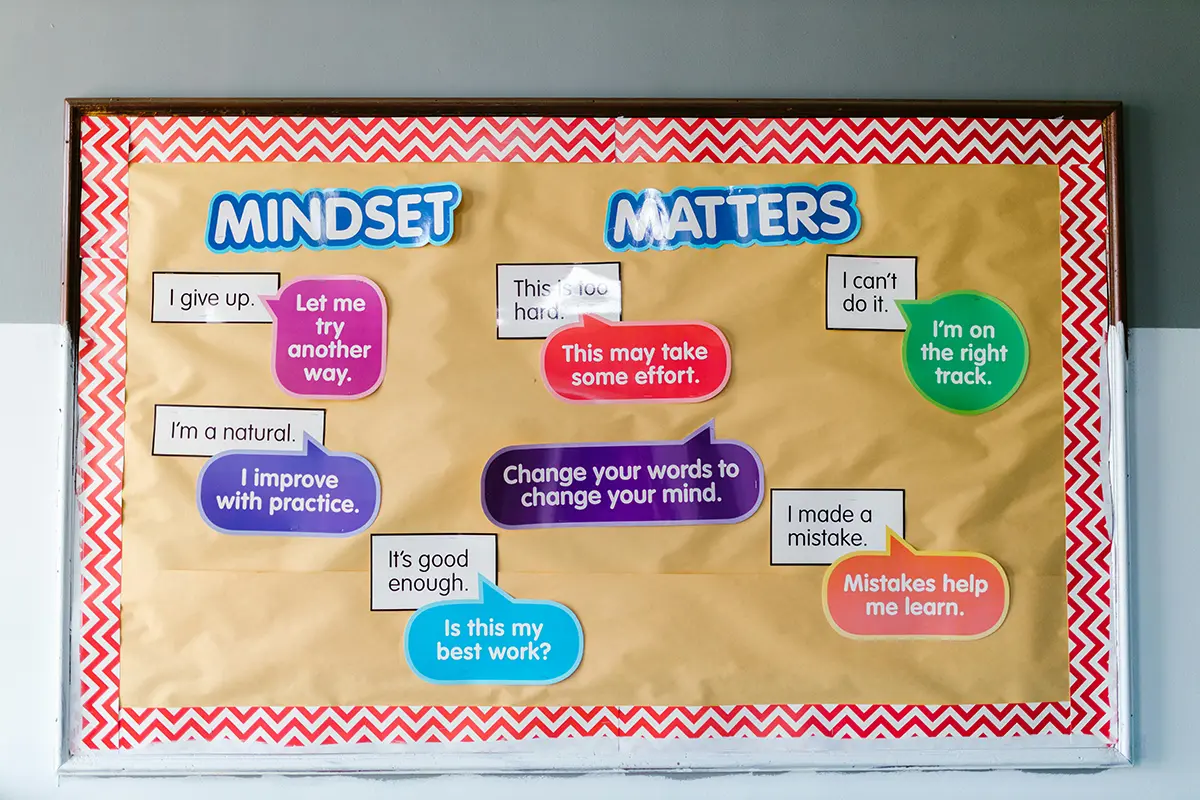 mindset matters board with different quotes